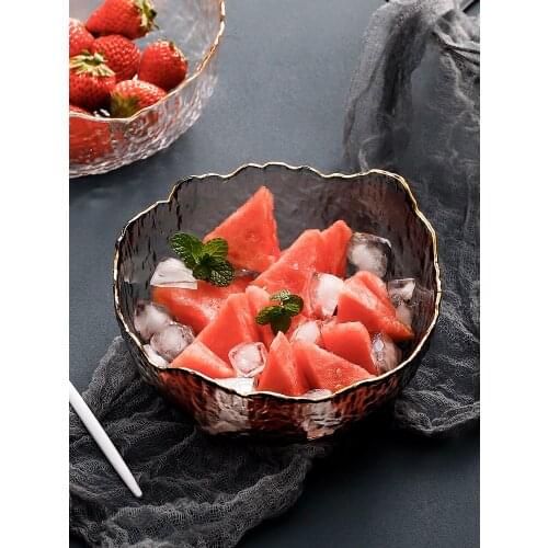 Salad Bowl golden edge Home Decor Tableware glass bowl sala soup noodle rice bowl