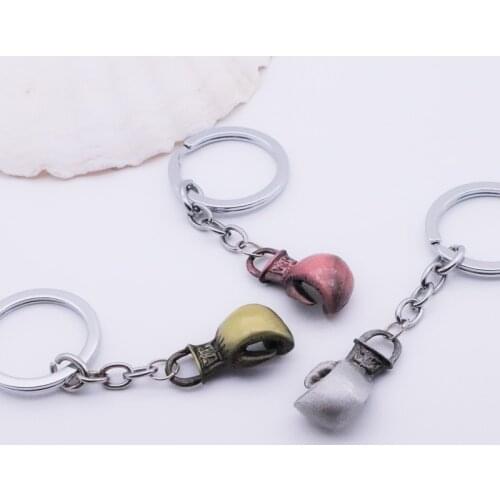 Trendy Vintage Punk Boxing Gloves Keychain Car Key Chain Promotion Small Gift Metal Key Ring Jewelry Accessories Gift
