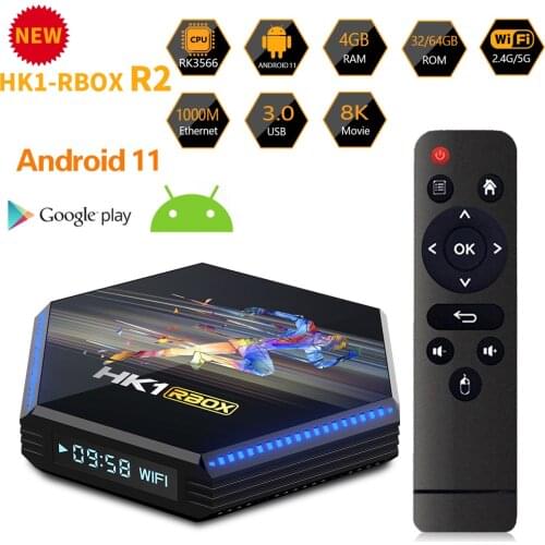 NEW HK1 RBOX R2 Android 11 TV Box Smart Set Top Box 2.4G 5G Wifi BT4.0 RK3566 Quad Core Google Voice 1000M 8K Media Player HK1