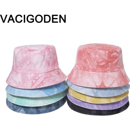 VACIGODEN Women Fashion Bucket Hat Reversible Tie Dyeing Mixed Colors Cashew Nuts Printed Outdoor Chapeau Fisherman Caps Gorros