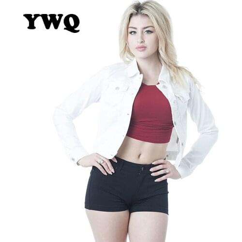 Spring Denim Short Jacket Gril White Cropped Jacket Ladies Single Breasted Female Jeans Jacket Women Button Casual Solid Coat