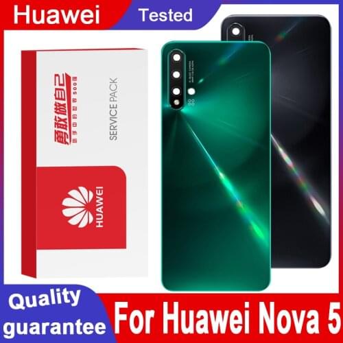 High quality Back Housing Replacement for Huawei Nova 5 Back Cover Battery Glass with Camera Lens For Huawei Nova 5 Rear Cover