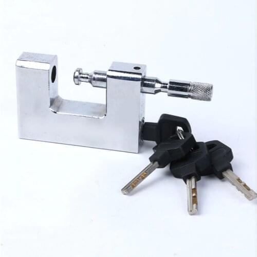 80MM Solid Brass Triple Chrome Plated D-Shaped Security Padlock 3-1/8 Container Rectangular Door Lock with 4 Vane Keys SOBO type