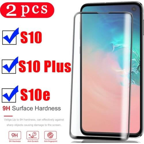 2Pcs 9H full cover for samsung galaxy s10 plus s10e tempered glass phone screen protector s10 lite protective film on the glass