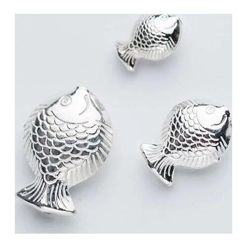 925 Sterling Silver Fish Spacer Beads Charm Silver Beads Fit Women Bracelets Necklace Make DIY Jewelry Craft Ornament