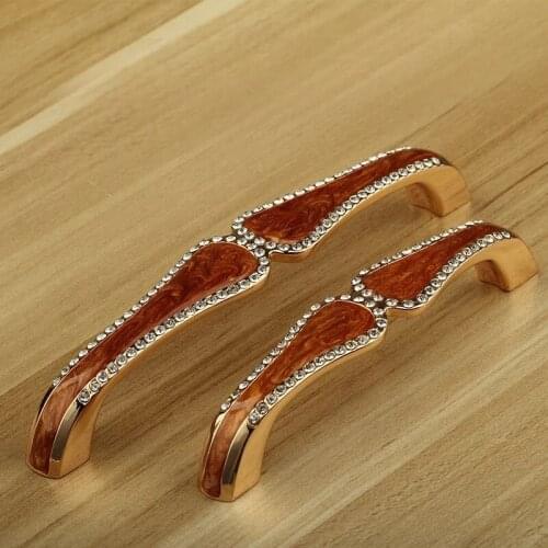 96mm Modern drawer handle Diamond gold handle3.8"Mediterranean wardrobe pull TV cabinet door handle 5"Amber dresser handle 128mm