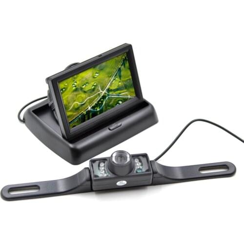 Car License Plate Frame Rear View Camera+ Car LCD Folding Monitor