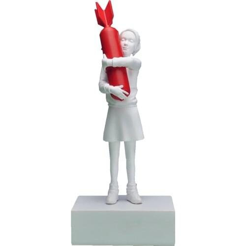 Banksy Bomb Girl Modern Sculpture Bomb Hugger Statue Resin Table Piece Bomb Love England Art House Decor Figure