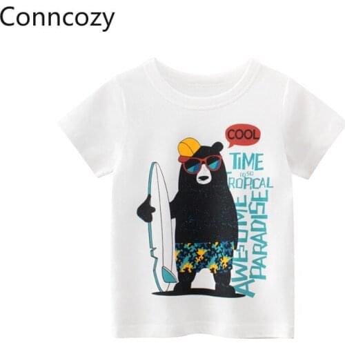 Cartoon Childrens Clothing 2021 New Summer White T-shirt Fashion Boy Short-sleeve Tee Baby Clothes Undershirt Boys Ropa Nina