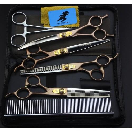 Freelander Professional Pet Grooming Scissors Set 7 inch Straight&Curved&Thinning Dog Hair Cutting Shears Makas
