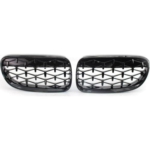 1 Pair Racing Grills ABS Meteors Kidney Front Grille Auto Racing Grille for BMW 3 Series E92 2010-2014 Black/Black and Silver