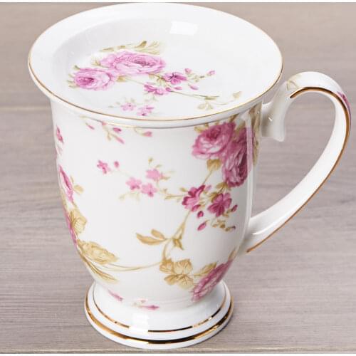 Ceramic cup lovers breakfast cup coffee cup Bone China Milk Cup Mug mug with lid water flower tea cup