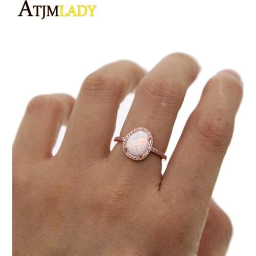 Tiny Cute White Fire Opal Stones Women wedding Opal Rings Size 6 7 8 top quality rose gold micro pave dainty cz midi finger ring