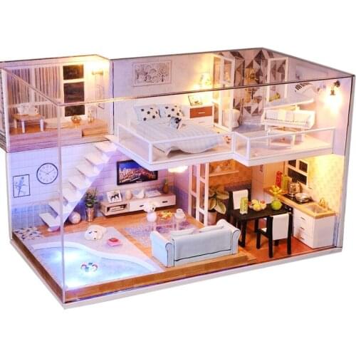 Handmade Miniaturas Wooden Diy Doll House Miniature Dollhouse Furniture Handcraft Model Kits Box Puzzle Toys For Children Gift