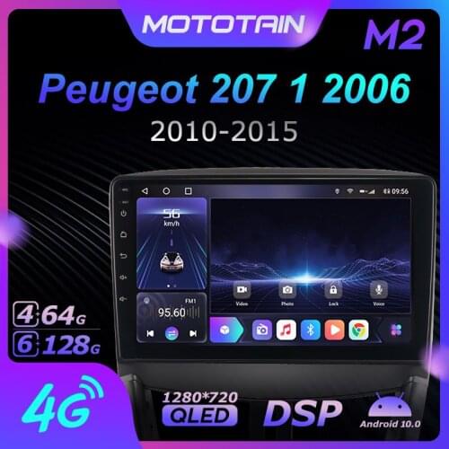 Mototain 6G+128G Android 10.0 Car Multimedia Radio Player for Peugeot 207 1 2006 2010 - 2015 Auto video Head Unit 4G LTE SPDIF