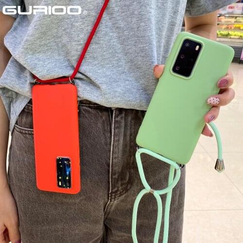 Soft Silicone Strap Necklace Case For Huawei P40 P30 Lite P20 Pro Mate 30 20 Nova 5T P smart Plus Z 2019 Y7P Y5P Y6P 2020 Cover
