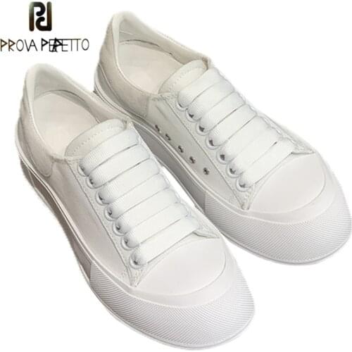 2021 spring new thick bottom shoes sneakers lace-up white shoes all-match flat bottom men and women couples low cut canvas shoes