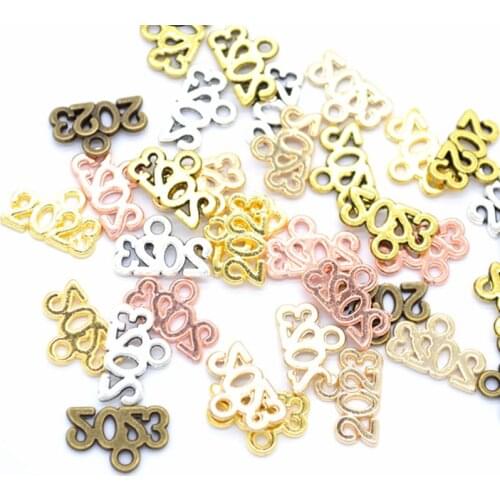 100 Pieces 14*9mm 2021 / 2022 / 2023 Years Dates Pendant Metal Charms Memorial Decoration DIY Charms For Jewelry Making