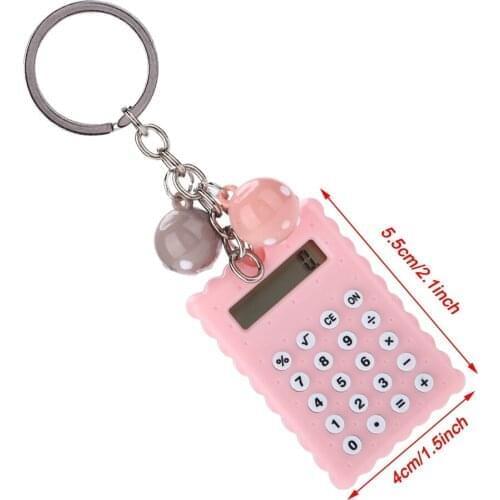 Portable Mini 8 Digits Calculators Keychain Electronic Calculator Battery Power Calculators School Student Calculating Tools