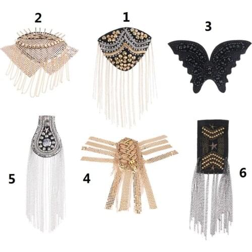 Stylish Fringe Shoulder Epaulettes Pieces Rivet Tassel Epaulet Shoulder Boards Badge for mens Military School Performance