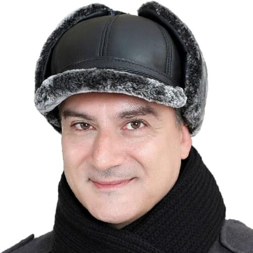 Middle Old Men Winter Thicken Warm Bomber Hat Outdoor Ear Protection Cotton Cap Elderly Male Plus Velvet Sheepskin Hats H6940
