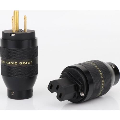 High Quality Gold Plated Brass US Mains AC Power Cable Plug Adapter High Quality US Version Power Connector DIY Power Cord Plug