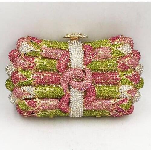 White/Green/Pink Rhinestone Diamond Evening Bag Crystals Luxury Designer Women’s Shoulder Phone Clutch MiniChain Money Handbags