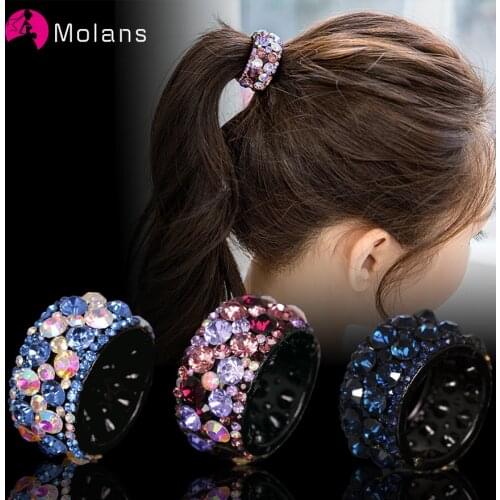 Molans 1PC Shiny Crystal Rhinestone Hair Claws Hair Accessories for Women Colorful Grab Clips Hairpins Hair Clips Ponytail