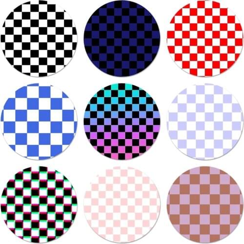 58mm Checkerboard Plaid Checked Icons Pins Badge Decoration Brooches Metal Badges For Backpack Decoration