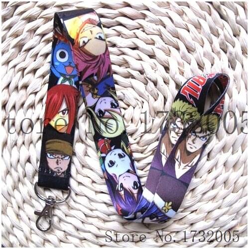 New 10 pcs Japanese anime FAIRY TAIL Cello Phone Key Chains Neck Strap Keys Lanyards