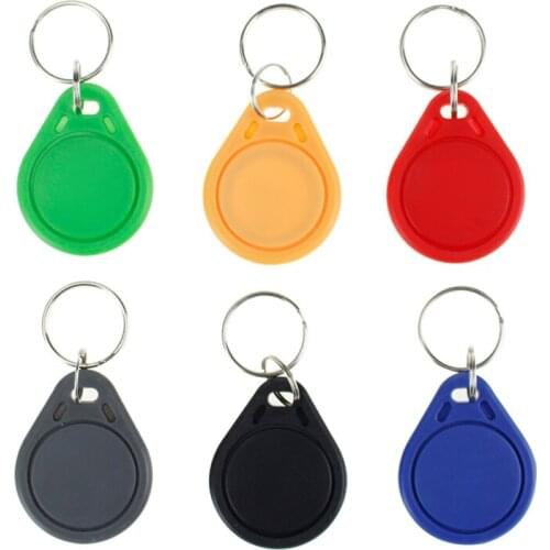 100pcs RFID keyfobs 13.56 MHz keychains NFC tags ISO14443A MF Classic® 1k nfc access control token smart keycard six colors