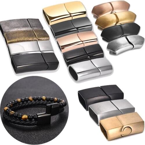 2pcs Square Stainless Steel Magnetic Clasps Bracelet Connector fit 12*6mm Leather Cord Buckle DIY Men Jewelry Making Accessories