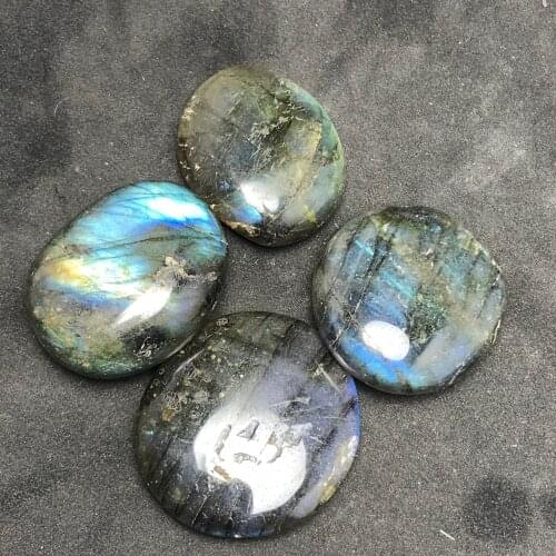 3Pcs Natural colorful labrador crystal disc shape massage quartz crystal and mineral reiki healing