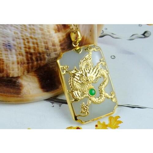 3D gold inlay and Tian Yulong pendant h37