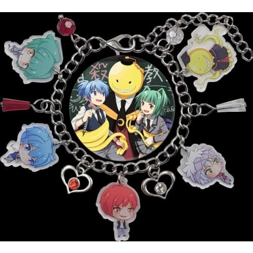 Acrylic Assassination Classroom Charm Chain Anime Cartoon Bracelet For Women Men Heart Bead Girls Jewelry Birthday Gift