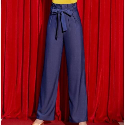 New High-waist Modern National Standard Dance pants Practice Skills Broad-legged Pants