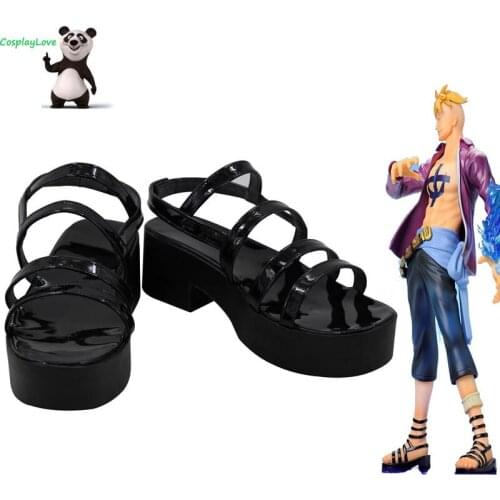 One piece Marco Black Cosplay Shoes Long Boots Leather CosplayLove For Halloween Christmas