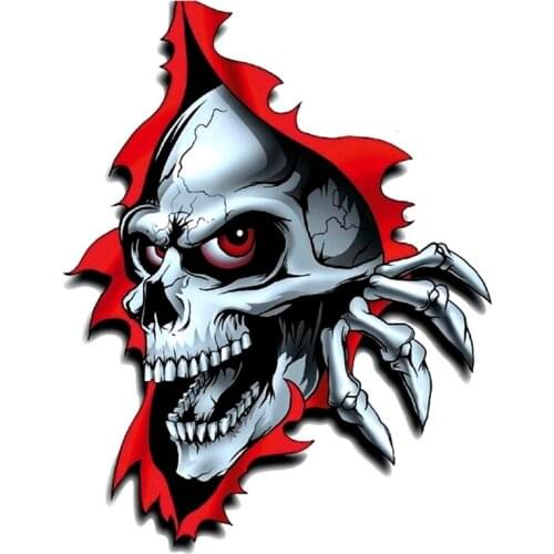Skull and Paw Come Out From The Hole Car Sticker Funny Colorful Creative Auto Automobile Decals,17cm*13cm