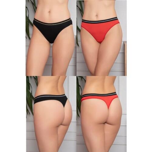 BLACK RED SILVERY WOMEN STRİNG KIT