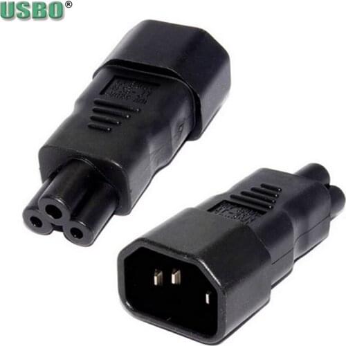 Black 10A CE Copper IEC320 C14 to C5 Notebook UPS PDU Power Rewirable Connector Adaptor Plug Plum Mount Receptacle Socket Plug