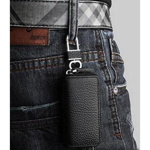 Black PU Leather Case Key Fob Holder Bag Cover Pouch Key Wallet Case Keychain For Car /BY