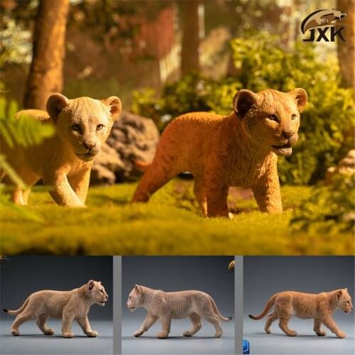 JXK 1/6 Lion Cub Figure Panthera Leo Africa Animal Model Collector Handmade Decor Oenaments GK Toy Children Adults Kids Gift