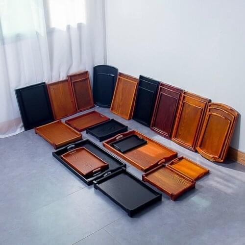 Customized retro creative rectangular wooden tray hotel restaurant reception dessert tray sushi plate french fries stand