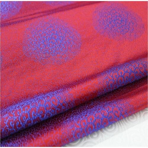 HLQON brocade circle red blue fabric patchwork felt tissue telas bed sheet cheongsam dress children coat cloth 75cm width