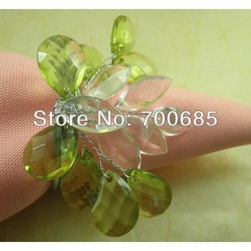 Napkin rings clear crystal, wedding and pearl napkin holder