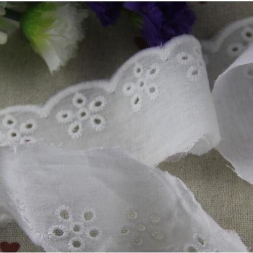 5 Yards 3 Colors 100% Cotton Embroidered Lace Trim Cloth Hollow Clothing Accessories DIY Lace Fabric