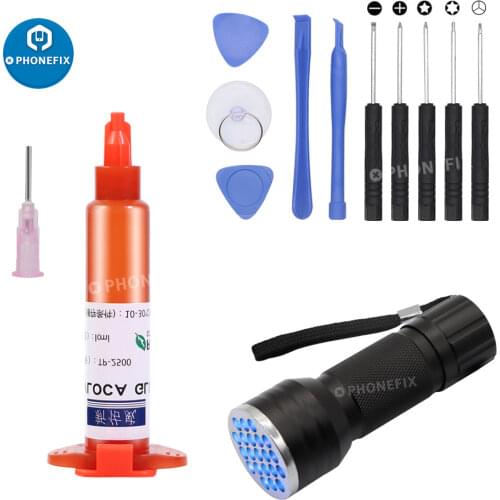 TP-2500 LOCA UV Glue Liquid Optical Clear Adhesive + 21 LED UV Lamp + Toolkit for Cell Phone Tablet Computer Touch Screen Repair