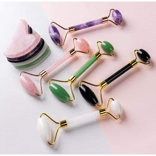 Jade Roller Massager for Face Roller Gua Sha Jade Stone Face Massager Slimming Lift Anti Wrinkle Facial Beauty Skin Care Tools