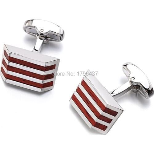 2016 New Wood Cufflinks High Quality Brand Jewelry Fashion Square Rosewood Cuff links For Mens Gift Formal Business wedding