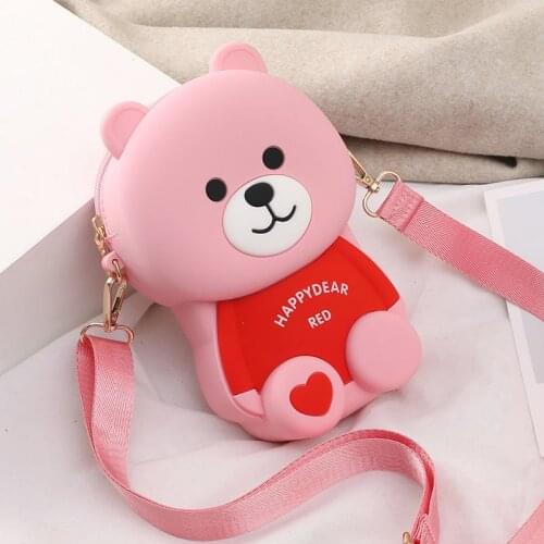 New 2021 Single Shoulder Messenger Bag Silicone Bear Bags Leisure Mobile Phone Bag Cartoon DIY Little Girl Bags